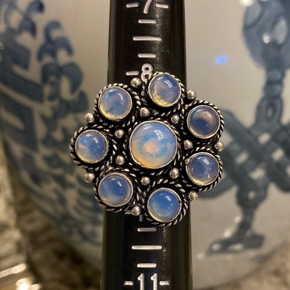 Fire Opal Fashion Ring on Silver Plated Setting - Picture 6 of 8